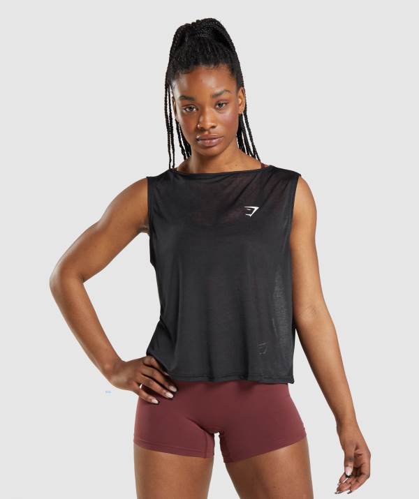 Gymshark Sport Oversized Muskelshirt Damen Schwarz | 2890TJEZL
