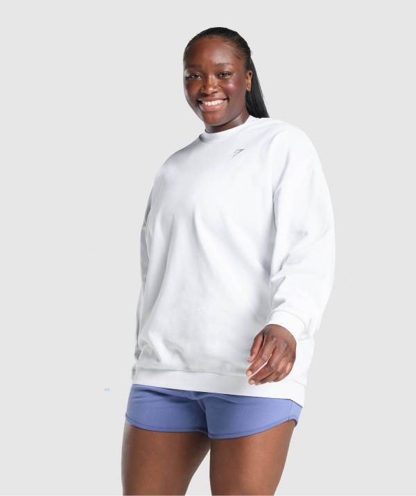 Gymshark Sport Oversized Sweatshirt Damen Weiß | 2549ENJXP