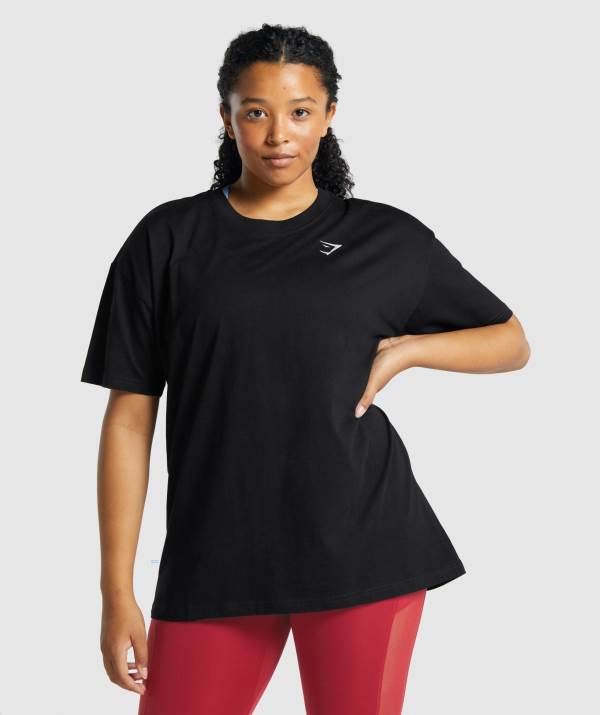Gymshark Sport Oversized T-Shirt Damen Schwarz | 1805HPFJW