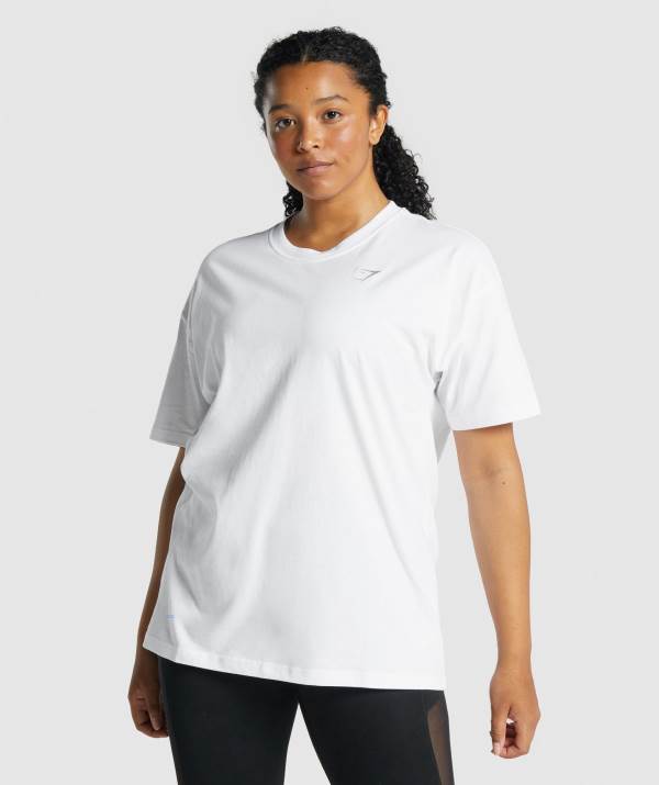Gymshark Sport Oversized T-Shirt Damen Weiß | 9326IOACL