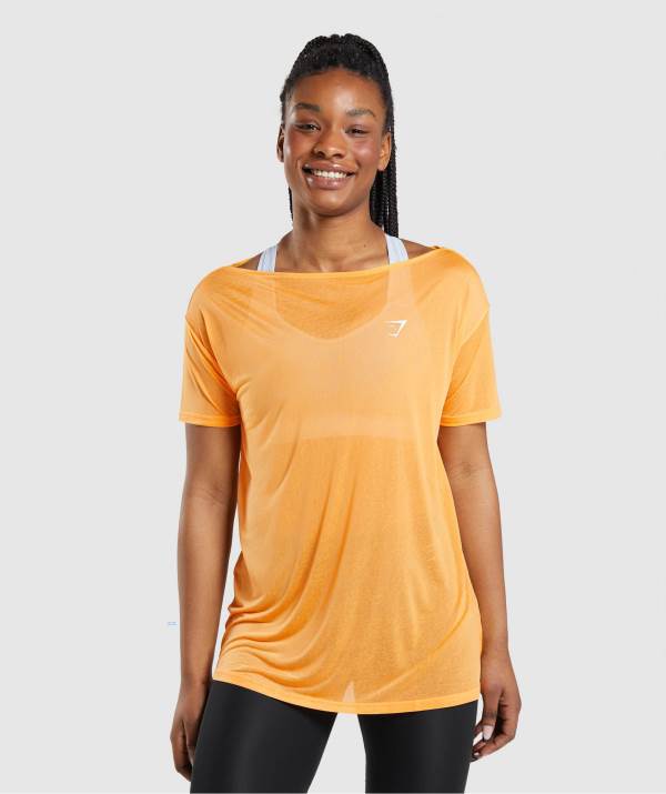Gymshark Sport Oversized Top T-Shirt Damen Aprikose Orange | 4928USJQY