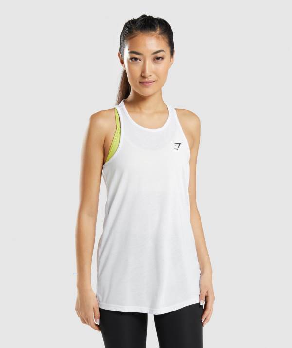 Gymshark Sport Oversized Vest Muskelshirt Damen Weiß | 7392CYITB