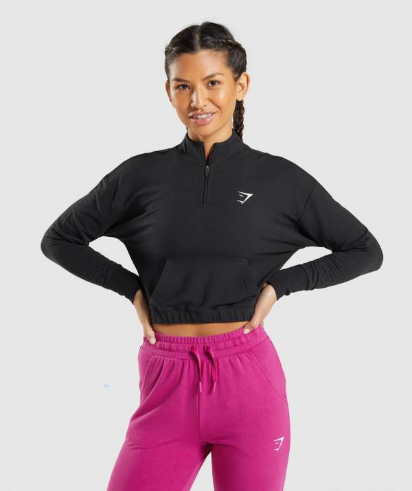 Gymshark Sport Pippa Pullover Damen Schwarz | 9401QAGUC