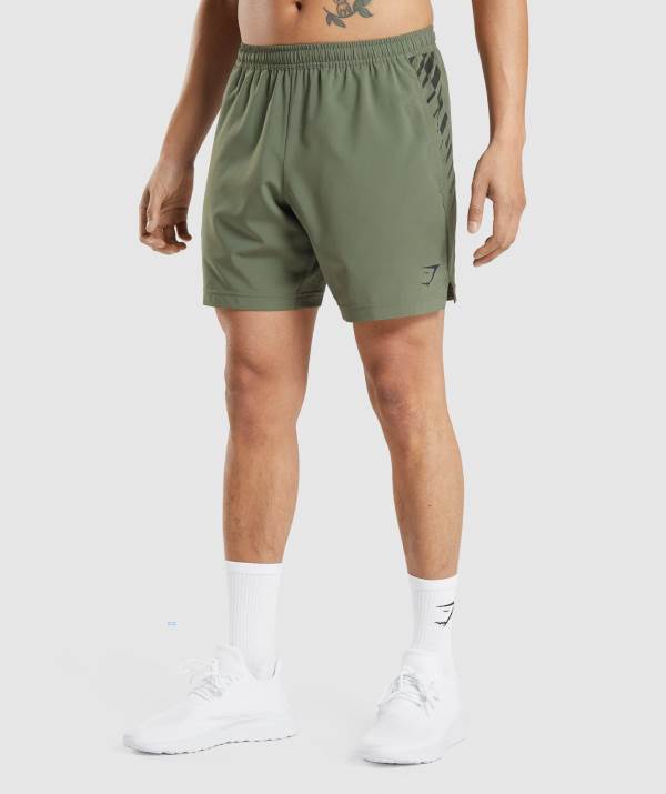 Gymshark Sport Stripe 7" Kurze Hose Herren Olivgrün | 5649EOKUM