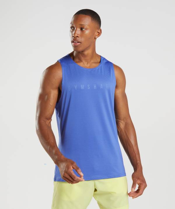 Gymshark Sport Stripe Muskelshirt Herren Blau | 3864EBMSO