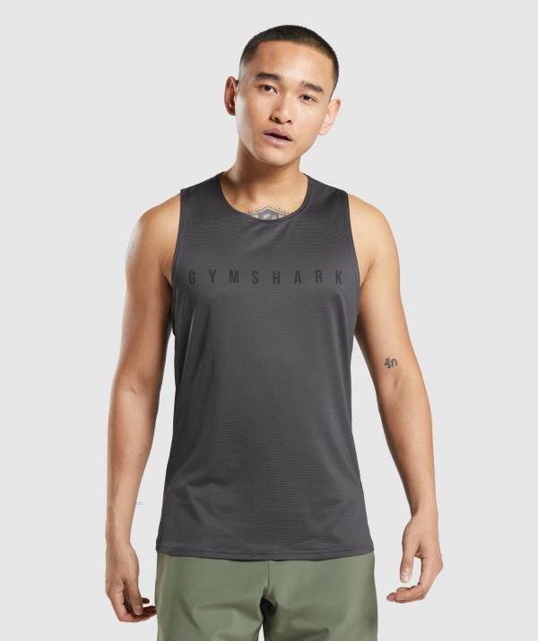 Gymshark Sport Stripe Muskelshirt Herren Schwarz Grau | 5490KYQAZ