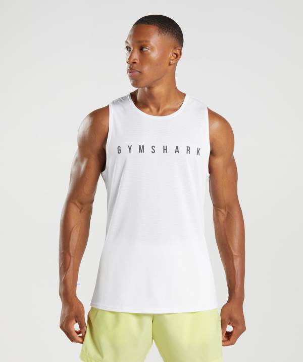 Gymshark Sport Stripe Muskelshirt Herren Weiß | 7892JMPTX