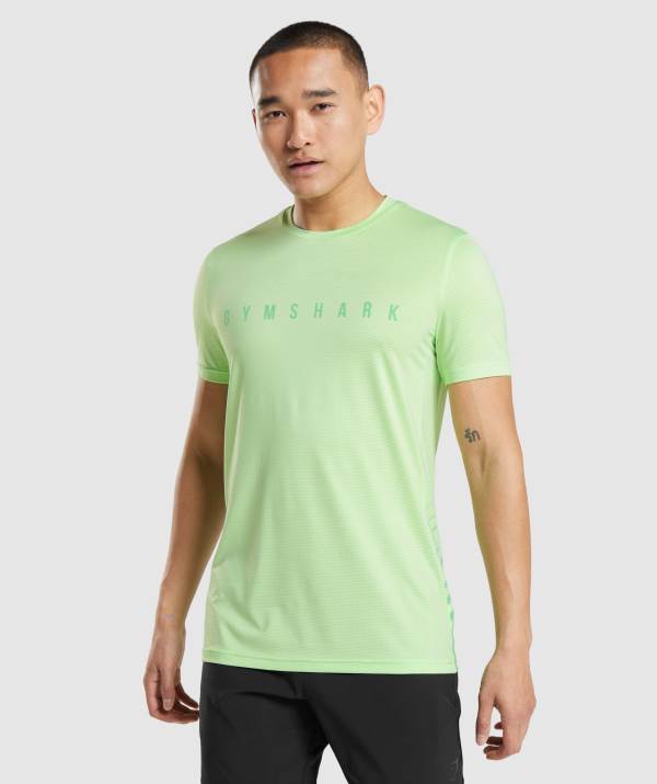 Gymshark Sport Stripe T-Shirt Herren Grün | 0942TZFIL