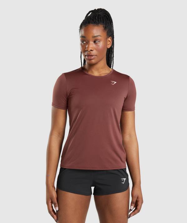 Gymshark Sport T-Shirt Damen Rosa Braun | 4359JGNDY