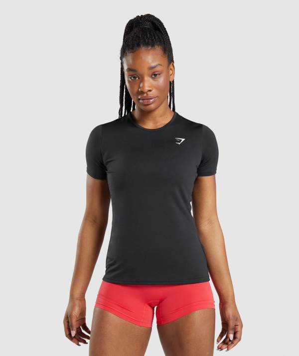 Gymshark Sport T-Shirt Damen Schwarz | 1340HRUME