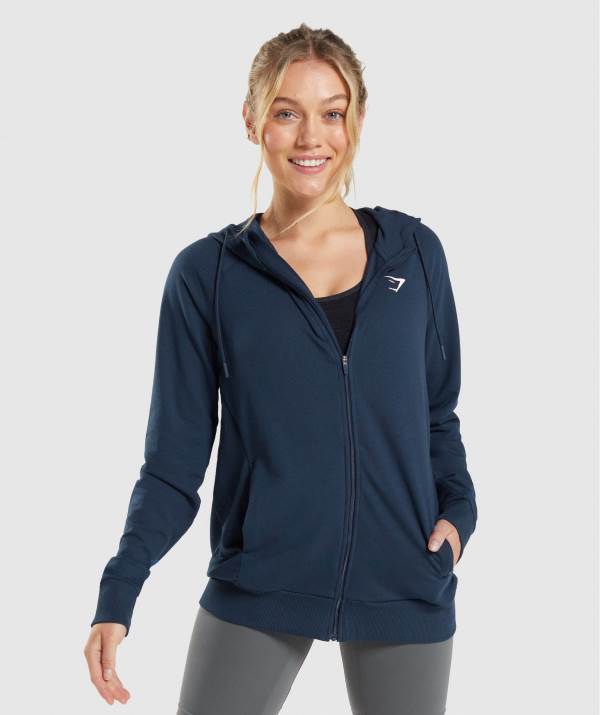 Gymshark Sport Zip Hoodie Damen Navy | 7468MASVK