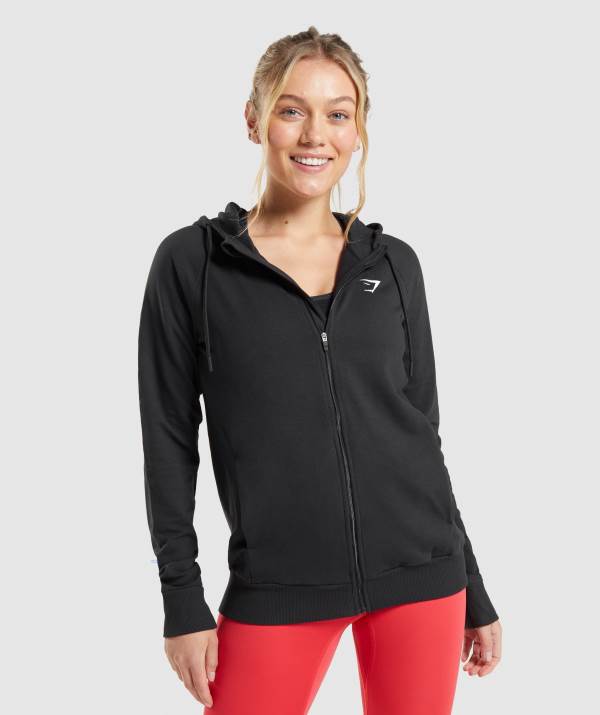Gymshark Sport Zip Hoodie Damen Schwarz | 9018GZNEQ