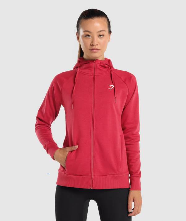 Gymshark Sport Zip Up Hoodie Damen Bordeaux | 0186HQBXD
