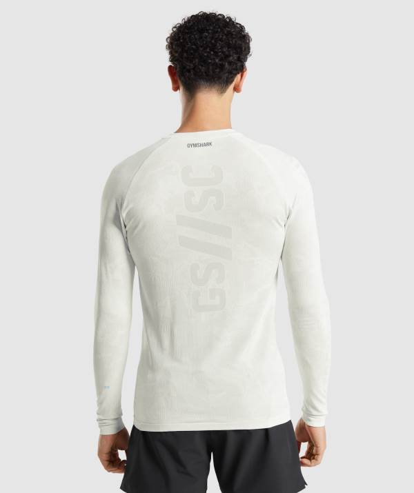 Gymshark Steve Cook Long Sleeve Seamless Sweatshirt Herren Weiß Hellgrau | 0526VSRWJ