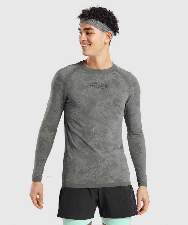 Gymshark Steve Cook Long Sleeve Seamless Sweatshirt Herren Grau Grau Grau | 7324PNUQB