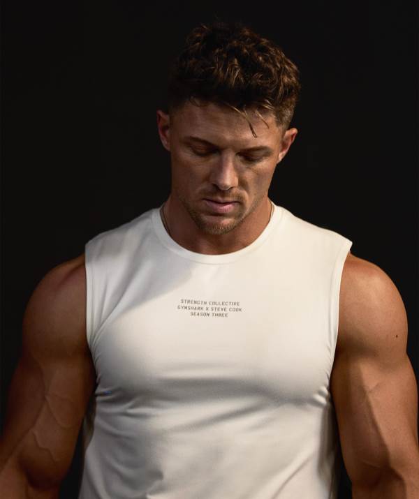 Gymshark Steve Cook Muskelshirt Herren Weiß | 5872TUEYN