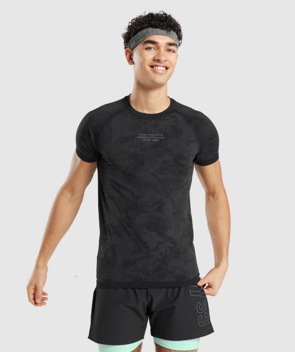 Gymshark Steve Cook Seamless T-Shirt Herren Schwarz Tiefesgrau Grau | 4178WFJVE