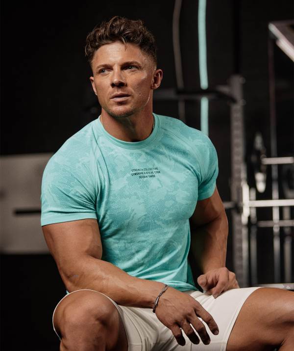 Gymshark Steve Cook Seamless T-Shirt Herren Helltürkis Blau | 8164YKRBD
