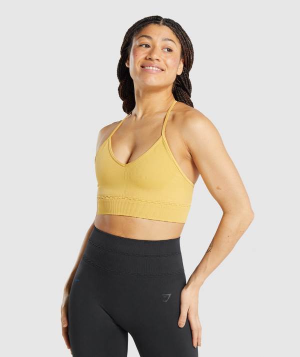 Gymshark Studio Seamless Sport BH Damen Gelb | 2496RWSMO