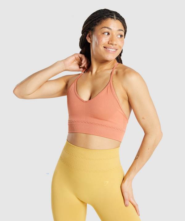 Gymshark Studio Seamless Sport BH Damen Orange | 9705WKVBF