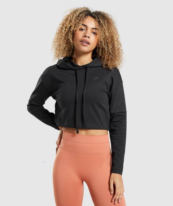 Gymshark Studio Warm-Up Hoodie Damen Schwarz | 1632ABLRI