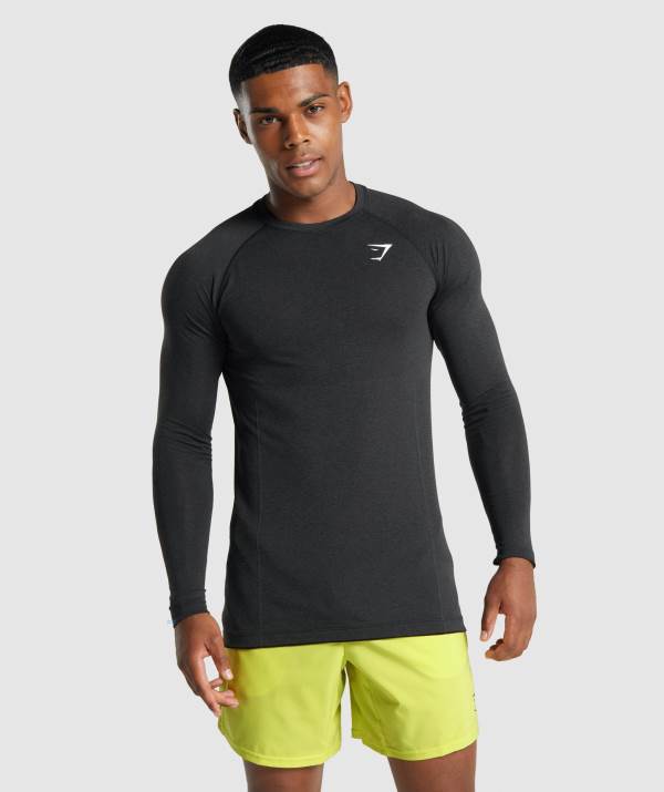 Gymshark Vital Light Seamless Long Sleeve Sweatshirt Herren Schwarz | 2475EFKUC