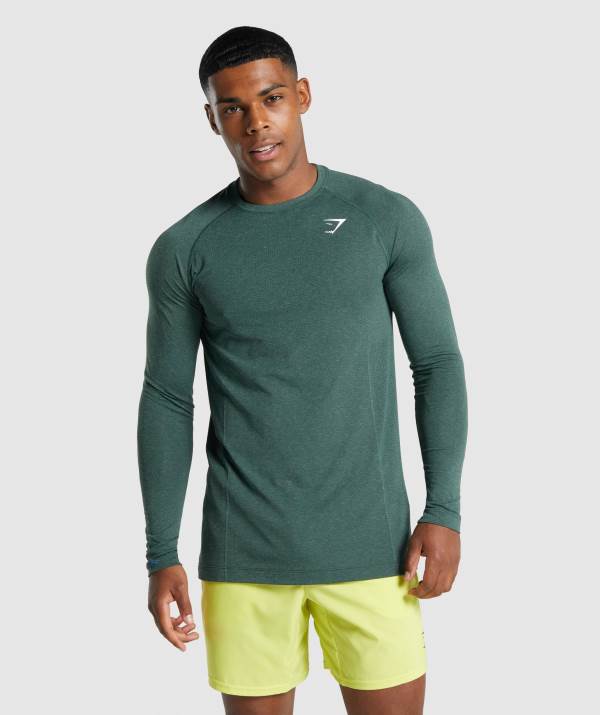 Gymshark Vital Light Seamless Long Sleeve Sweatshirt Herren Dunkelgrün | 3605CHLMJ