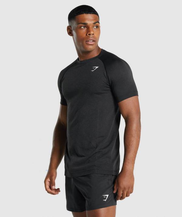 Gymshark Vital Light Seamless T-Shirt Herren Schwarz | 4912GVETM