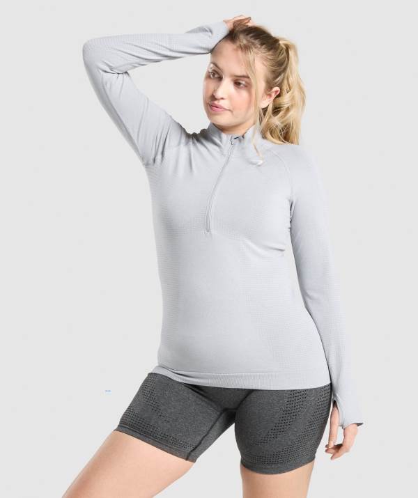 Gymshark Vital Seamless 2.0 1/2 Zip Pullover Damen Hellgrau | 2159BEURK