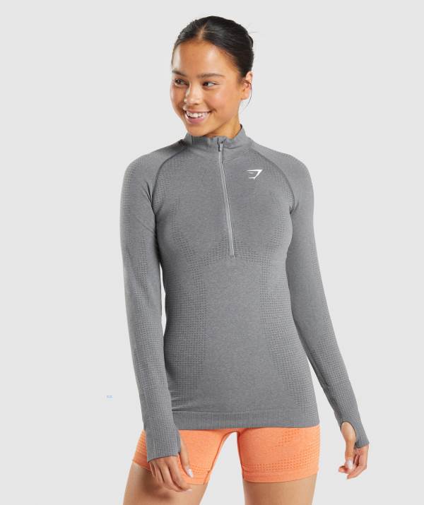 Gymshark Vital Seamless 2.0 1/2 Zip Pullover Damen Grau | 5286YOJMS