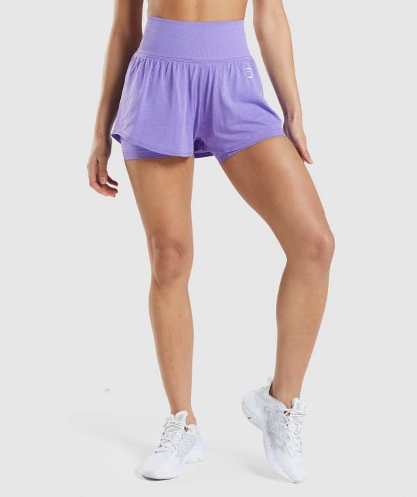 Gymshark Vital Seamless 2.0 2-in-1 Kurze Hose Damen Helllila | 1895BQUGH