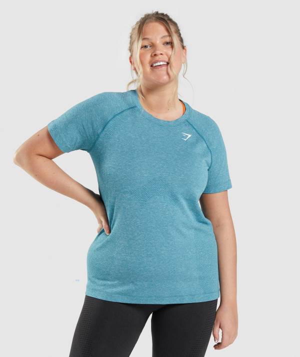 Gymshark Vital Seamless 2.0 Light T-Shirt Damen Türkis | 2804EUDTZ