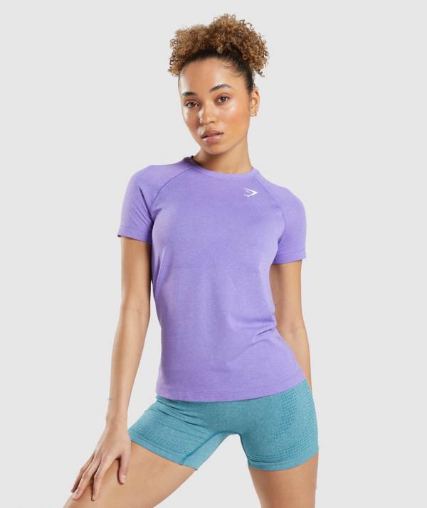Gymshark Vital Seamless 2.0 Light T-Shirt Damen Helllila | 7281ZYDVJ