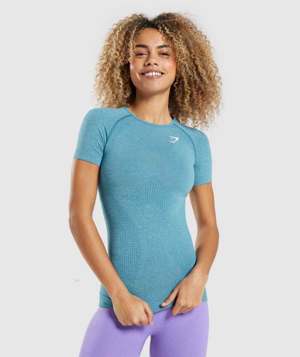 Gymshark Vital Seamless 2.0 T-Shirt Damen Türkis | 8403KOXGZ