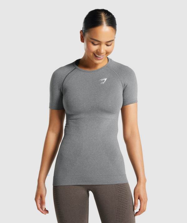 Gymshark Vital Seamless 2.0 T-Shirt Damen Grau | 8419HTQBU