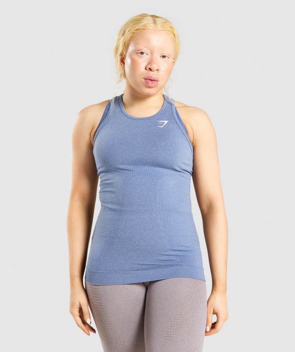 Gymshark Vital Seamless 2.0 Vest Muskelshirt Damen Blau | 6204CMRFJ