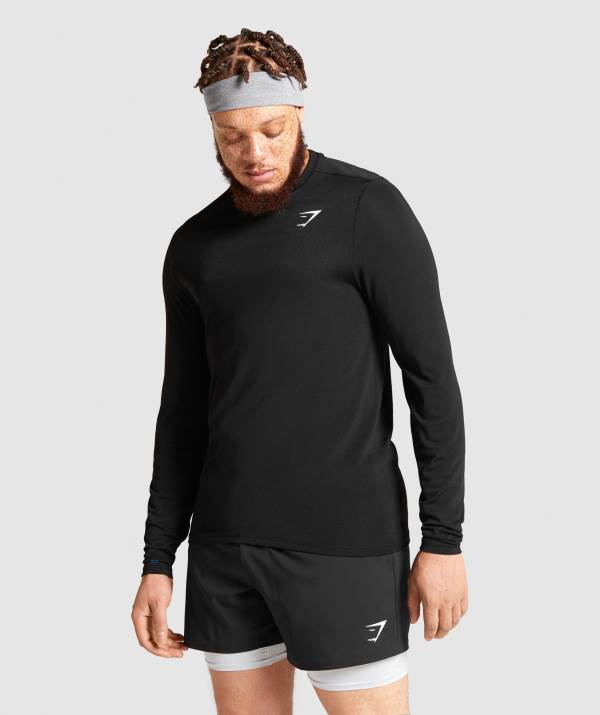 Gymshark Vital Seamless Long Sleeve Sweatshirt Herren Schwarz | 0943EBALJ