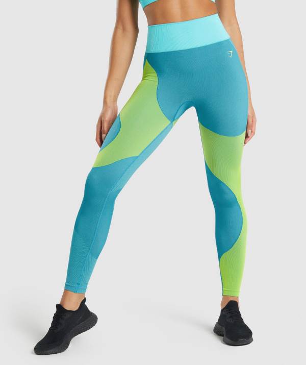 Gymshark WTFlex Seamless High Waisted Leggings Damen Blau | 1682VICUA
