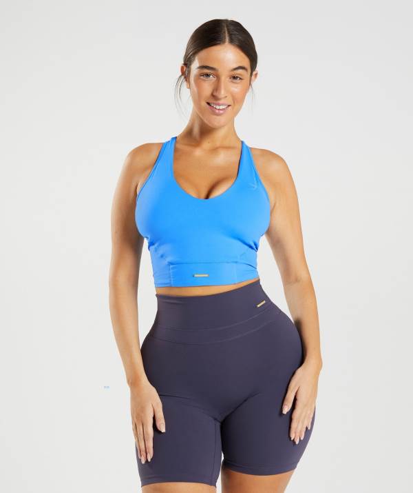 Gymshark Whitney Crop Muskelshirt Damen Blau | 1924PIENO