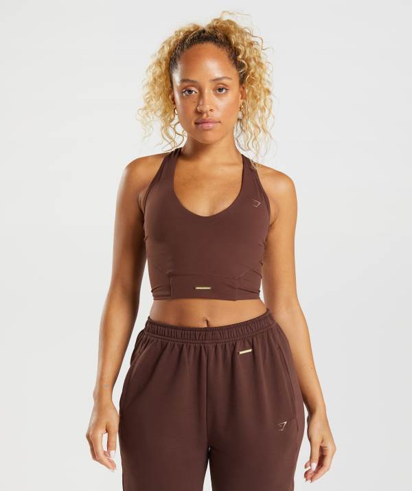 Gymshark Whitney Crop Muskelshirt Damen Braun | 4780YEUWL