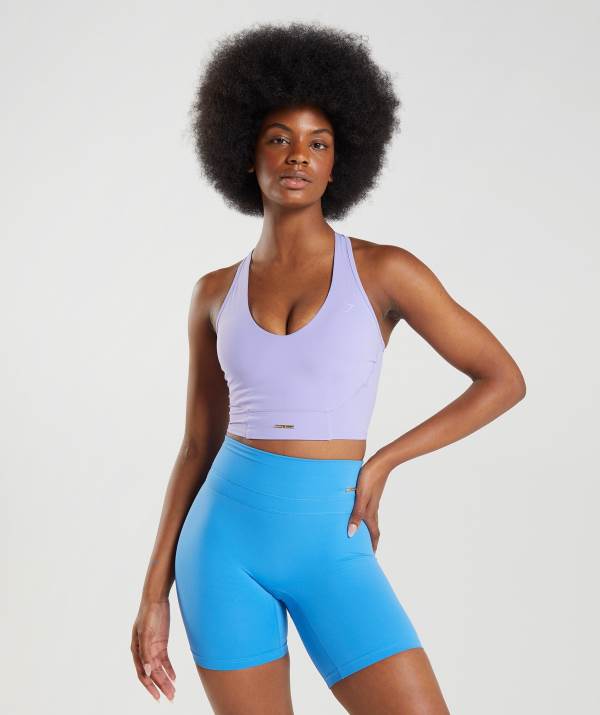 Gymshark Whitney Crop Muskelshirt Damen Blumen Lila | 5147FGWOM