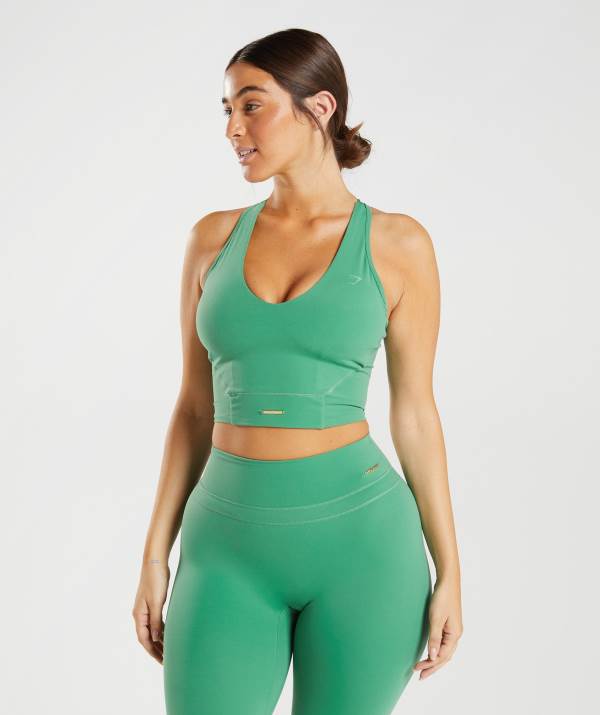 Gymshark Whitney Crop Muskelshirt Damen Grün | 6708NRGIC