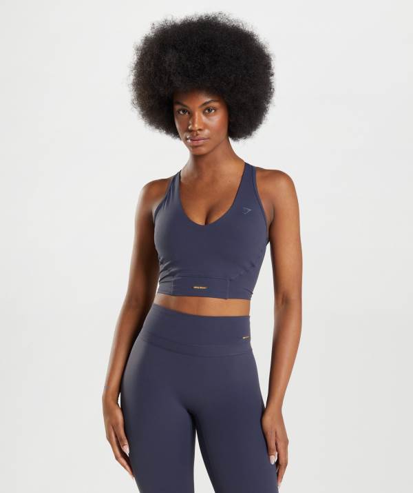 Gymshark Whitney Crop Muskelshirt Damen Indigo Navy | 8051ALZUP