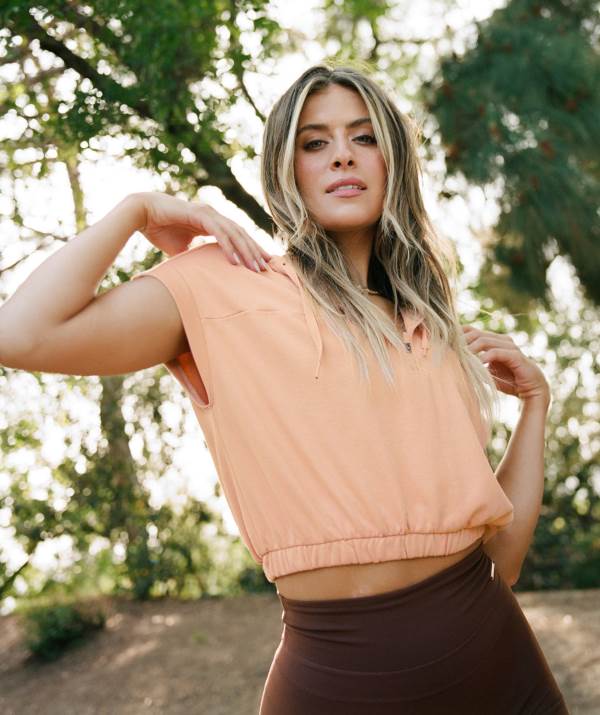 Gymshark Whitney Cropped Ärmellose Hoodie Damen Orange Beige | 8041KOSCT