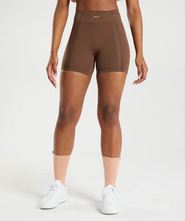Gymshark Whitney Mesh Kurze Hose Damen Braun | 6301KVJAM