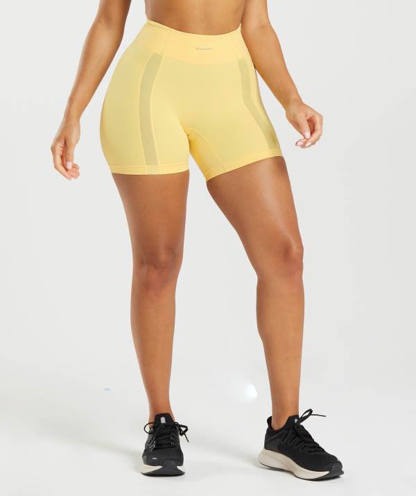 Gymshark Whitney Mesh Kurze Hose Damen Zitrone | 0732JPVEC