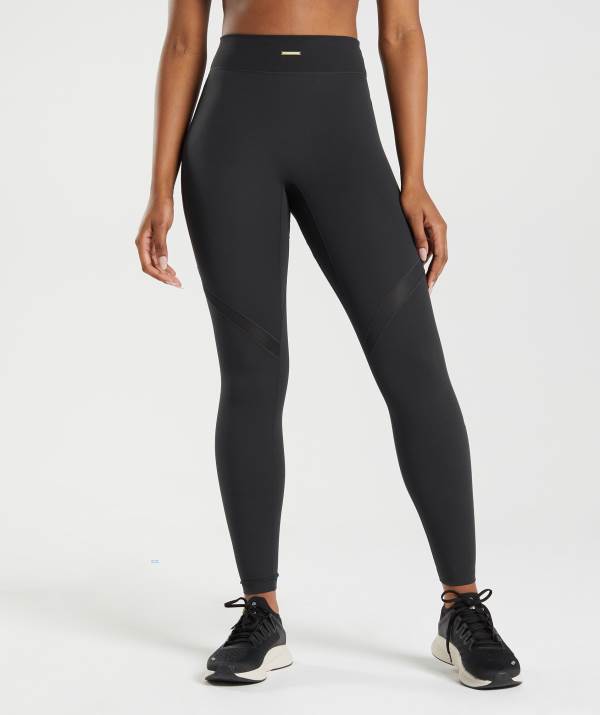Gymshark Whitney Mesh Leggings Damen Schwarz | 5018VLGKQ