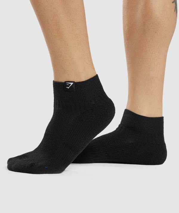 Gymshark Woven Tab Sneaker 3pk- Black Socken Herren Schwarz | 2391KXBAS