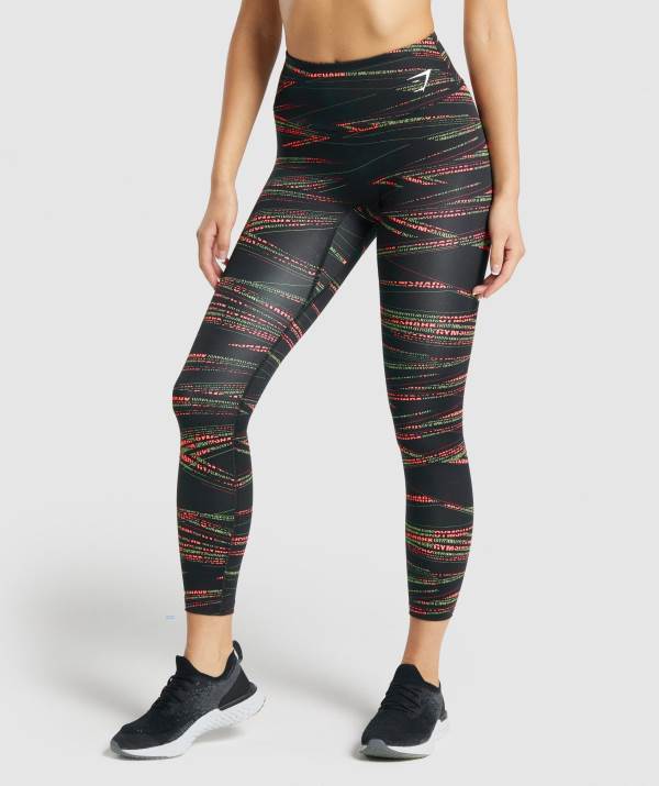 Gymshark Zone Graphic Leggings Damen Schwarz | 7531NFTCW